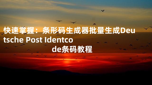 快速掌握:條形碼生成器批量生成Deutsche Post Identcode條碼教程