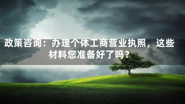 政策咨詢：辦理個(gè)體工商營業(yè)執(zhí)照，這些材料您準(zhǔn)備好了嗎？